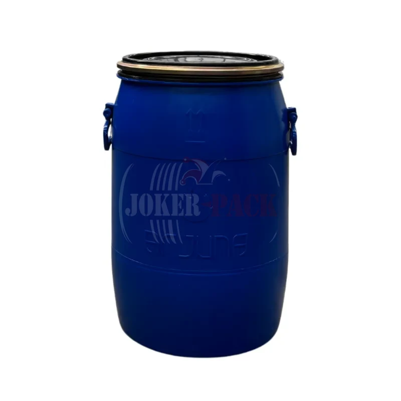 50 liter, levensmiddelenkwaliteit, gewassen kunststof vat, met afneembaar deksel, bajonetsluiting, twee handgrepen