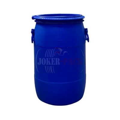 Fût en plastique de 60 litres à couvercle amovible et fermeture baïonnette, à deux poignées